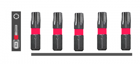 Bit für Sechskant 1/4" (C 6,3), 25 mm, 5er-Pack, Typ T